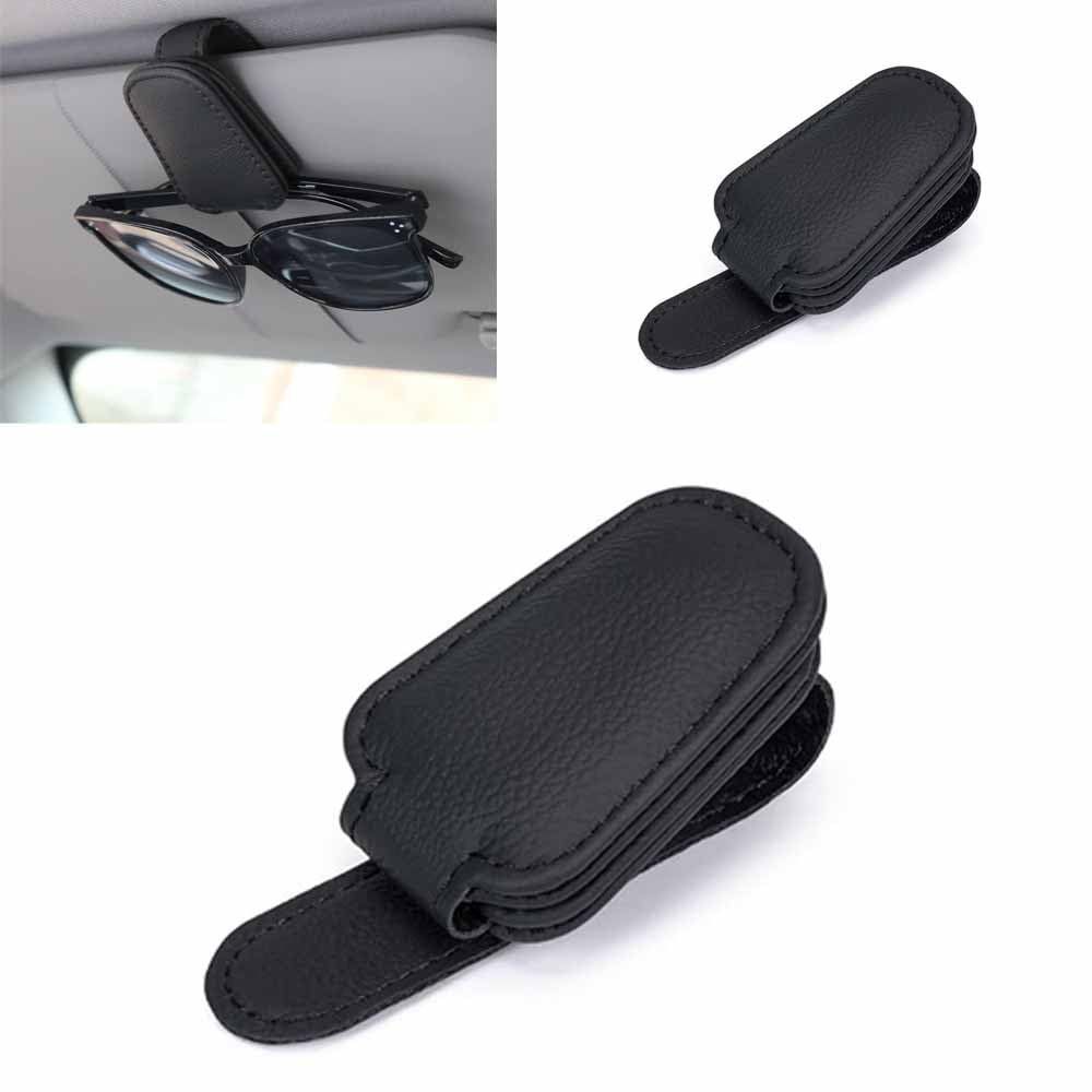 ZHENQOU 2 Pcs Car Glasses Holder for Honda Civic VIII Hatchback 5D 2006-2011, Sunglasses Clip Leather Eyeglass Mount Magnetic Hanger Organiser Case Pouch Accessories Black
