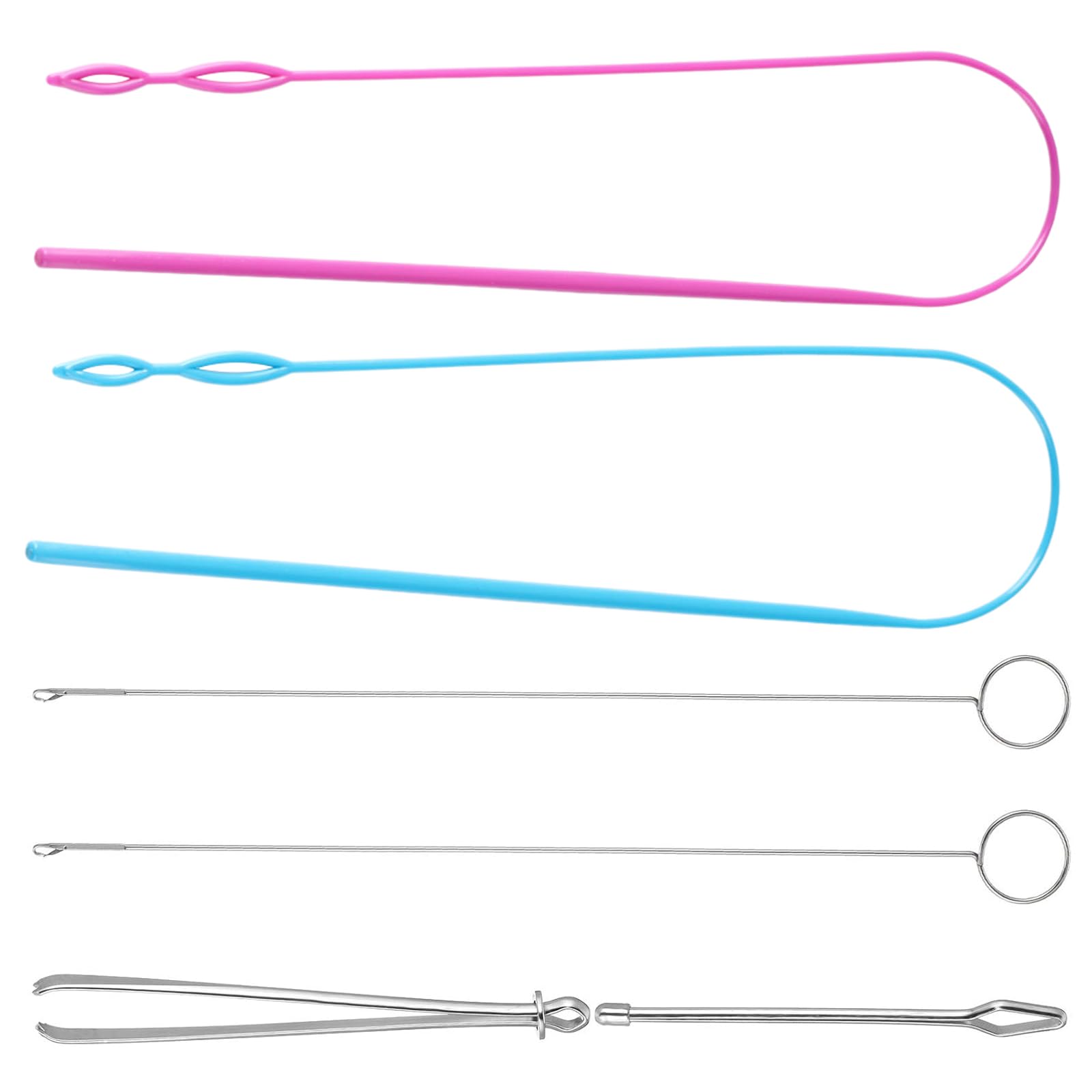 6 Pcs Flexible Drawstring Threader Tool Sewing Loop Kit, Loop Turner Easy Threader Hoodie String Replacement Metal Tweezers Drawstring Puller Tool for Fabric Belt DIY Knitting Accessories