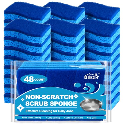 Image of HOMEXCEL Sponges Kitchen 48 Pack, Non Scratch Scrub Dish Sponge for Dishes