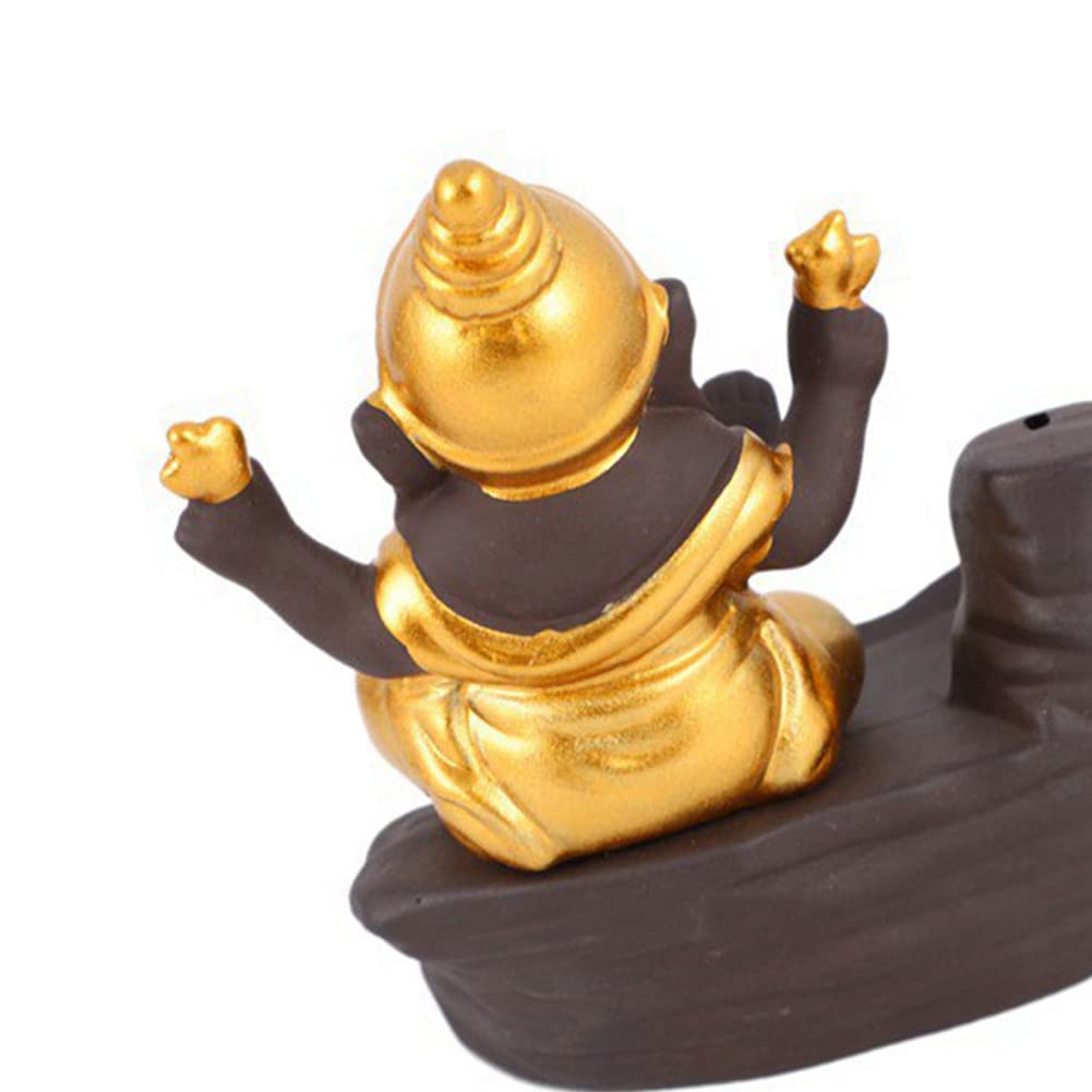 bruciatore d'incenso Ganesha in ceramica a cascata per incensi a cono