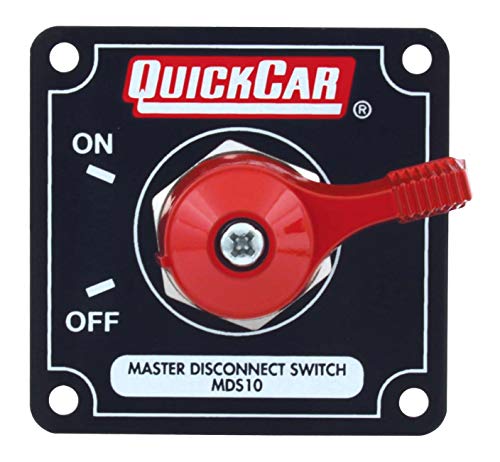 QuickCar Racing Products 55-011 Red 2-1/2" High x 2-1/2" Wide Handle Battery Master Disconnect Switch with Alternator Post and Black Mounting Panel