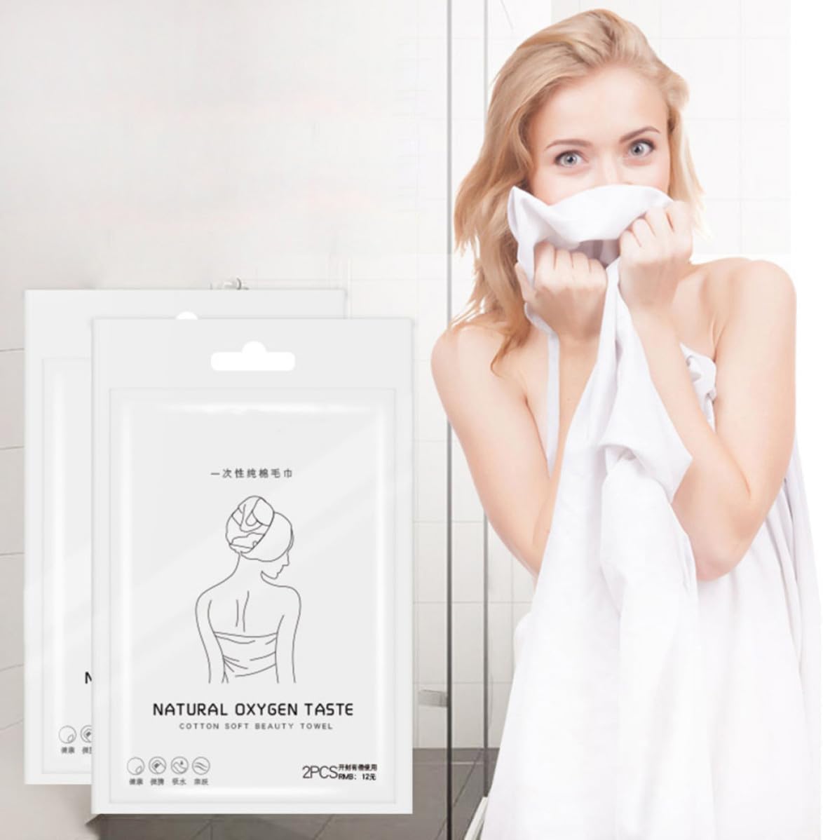 Disposable for Cotton Towels 3pcs Bath Soft Absorbent Thickened White Travel and Hotel Use Trip and Shower