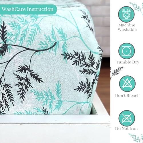 Image of Divine Casa 144 TC 100% Cotton Floral Print Elastic Fitted Bedsheets Double Bed | Ultrasoft Queen Size Elastic Fitted Bedsheets - 78 x 72 inches