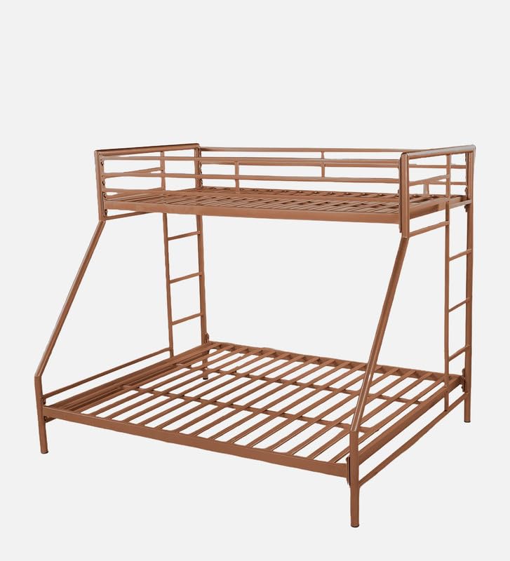 Image of Twin Over Twin Metal Bunk Bed | Bunk Bed Without Storage for Kids & Adult | Double Decker Cot for Kids Room | Space-Saving | Metal Bunker Cot (Mattress Included) (Ivory)