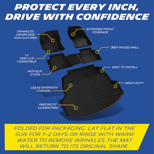 Image of Michelin Vehicle Mats for 2020-2026 Toyota Corolla Sedan (4 Piece) | Not for Cross or Hatchback or AWD, All-Weather TPE Custom Fit Liner, Premier