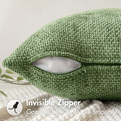 Image of MIULEE Pack of 2 Couch Throw Pillow Covers 20x20 Inch Sage Green Modern Boho Accent Decorative Pillow Covers Soft Chenille Farmhouse Cushion Covers for Home Decor Bed Sofa Living Room