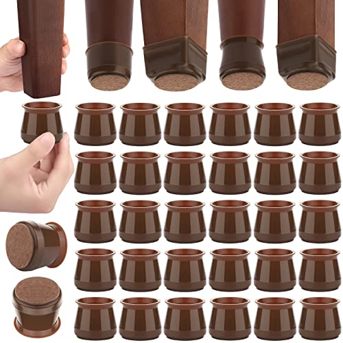 CNDREAM Chair Leg Protector for Hardwood Floors, 32 Pcs Silicone Chair Leg Caps, Felt Furniture Pads for Protecting Wood Floors from Scratches and Noise, Smooth Moving for Chair Seats