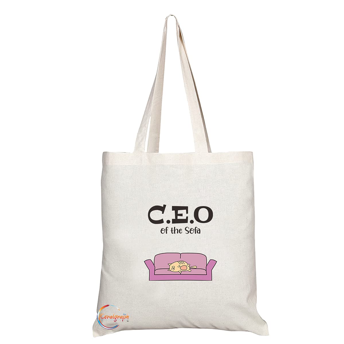 LAMS TB1333 C.E.O of the Sofa Tea Novelty Present Gift Printed Eco-Friendly Stylish Long Handled Tote Shoulder Bag