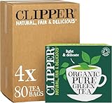 Clipper Organic Pure Green Tea Bags | 320 Teabags (4 x Boxes of 80) | Bulk Buy for Office, Home & Catering | Eco-Conscious, Fair Trade Tea | Natural Unbleached Plant-Based & Biodegradable