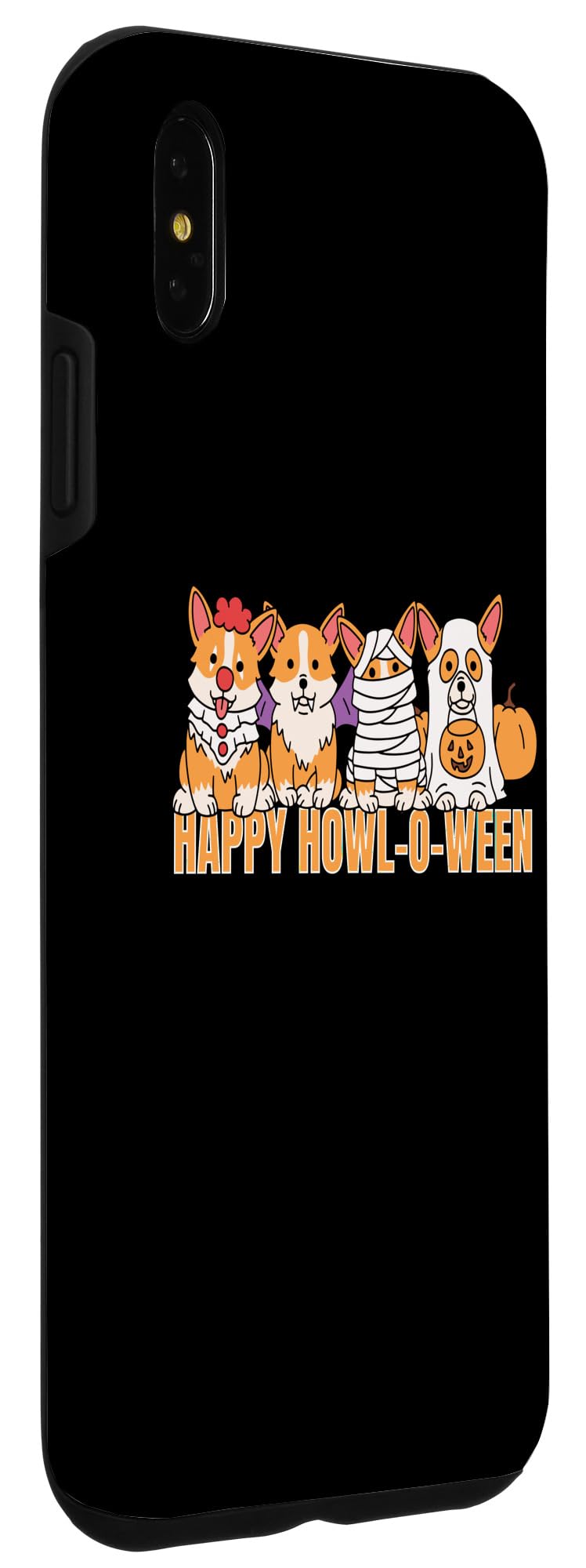 iPhone XS Max Happy Howl-o-ween Cute Corgi Dogs Halloween Costume Case - Image 3