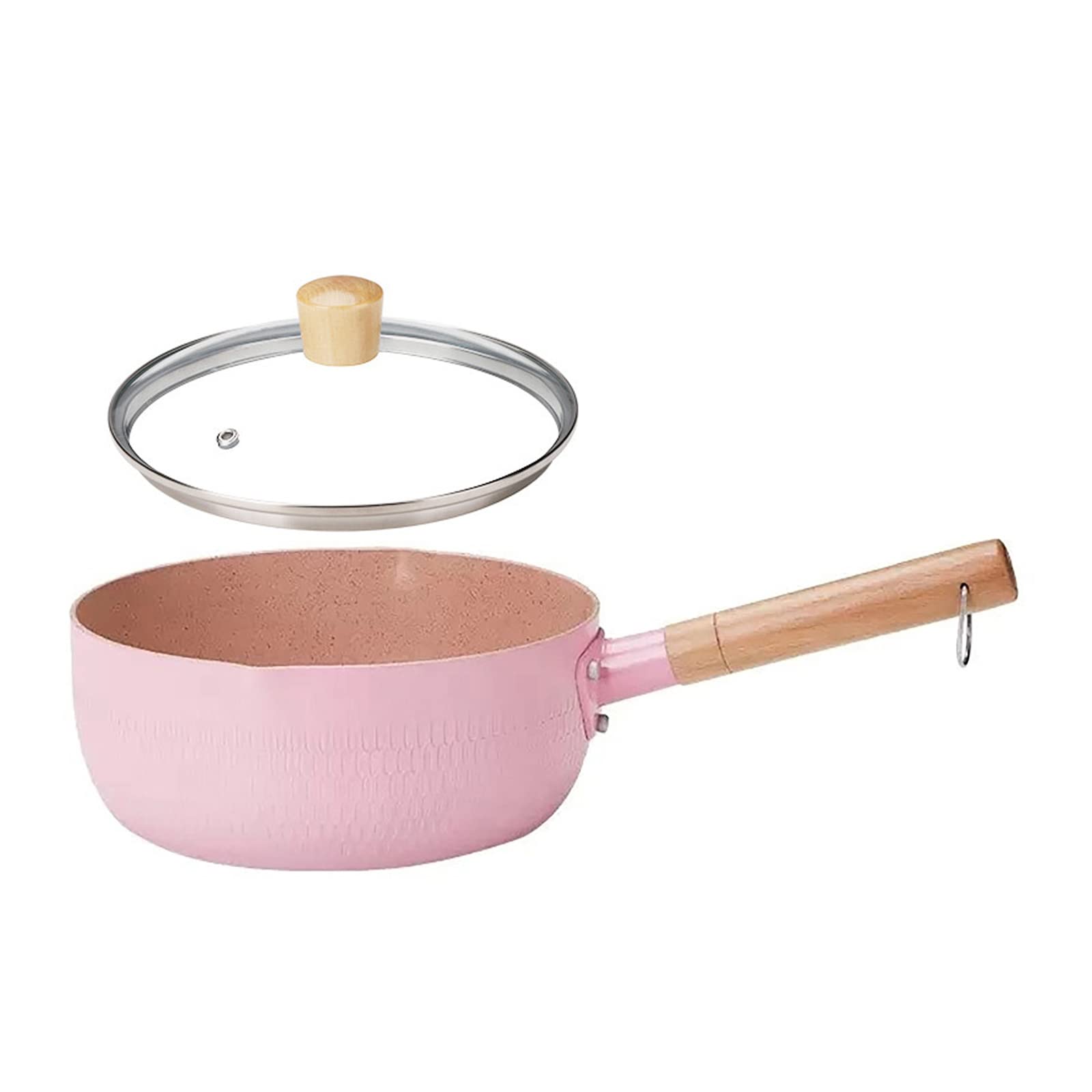 Kucocosneh Pink 16Cm Nonstick Sauce Pan Nonstick Saucepan Cooking Pots Boiling Pot Granite Coating Aluminum With Lid