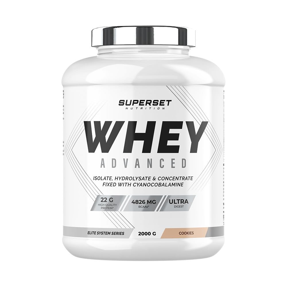 Superset Nutrition | Programme Gain De Muscle Jour & Nuit - 100% Casein Advanced Vanille Crémeuse - 100% Whey Proteine Advanced 2kg Cookies