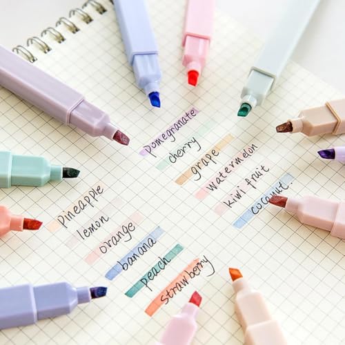 Image of RECLUSE 12 PCS Highlighter Pastel Pen Marker Pastel Assorted Colours, Aesthetic Marker Pens Highlighter Set, Perfect for Diary or Notebook in School,Office Supplies Smooth Writing Quick Dry