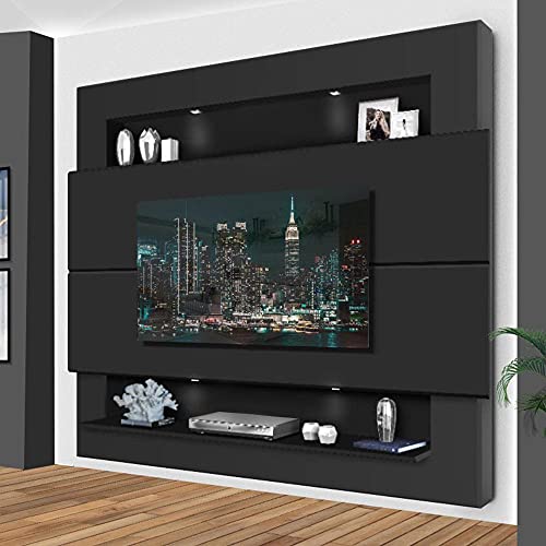 Painel Home com Led Suspenso grande Luapa Milão Preto