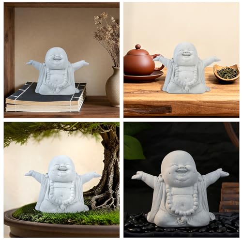 Estatua Buda Sonriente de Piedra de Arenisca para Decoración miniatura 6