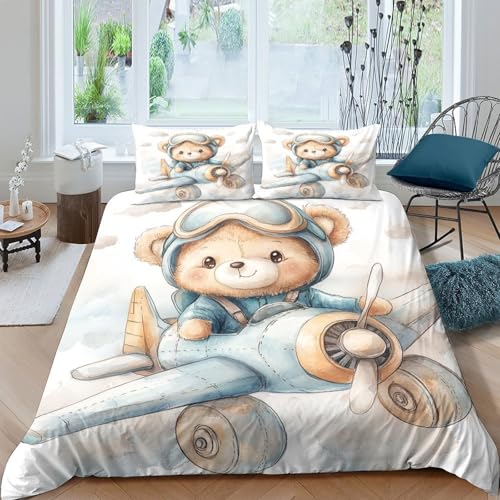 Housse de couette ours pilot facile à laver lit King - 4