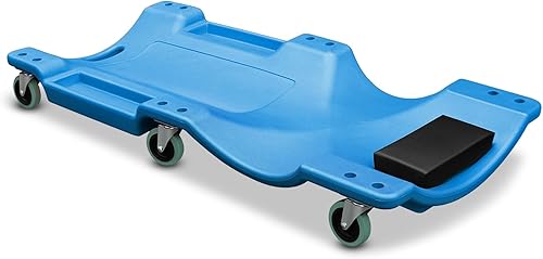 Miniatura 23 de Auto Dynasty Tablilla rodante de 40 pulgadas, para reparación mecánica automotriz de garaje de perfil bajo con reposacabezas acolchado, de plástico