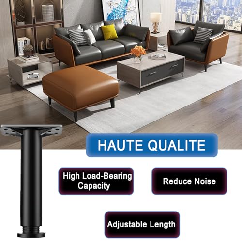 Pieds de lit réglables Rakiuty 20-35cm noirs pour meuble | Lot de 4 - 7