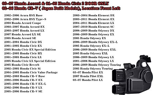 Faersi Door Lock Actuator Motor Front Left Driver Side Compatible With 2003 2004 2005 Honda Accord Civic Cr-V Element Odyssey Pilot, 2002-2006 Acura Rsx Replaces 72155-S5P-A11, 72155S5Pa11 #TOP7