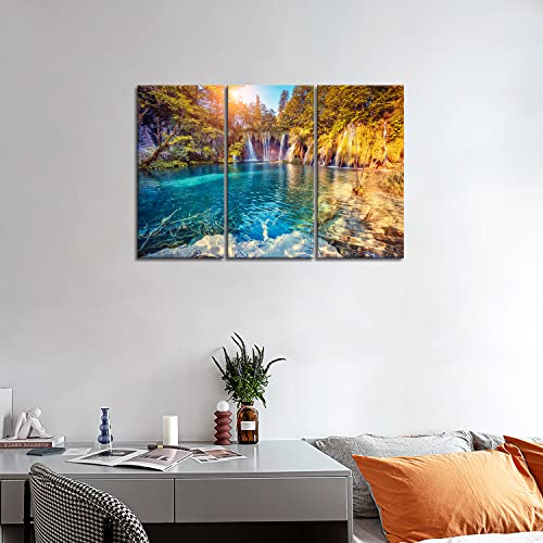 Croatia Plitvice Lakes National Park Wall Art Paintings Prints On Canvas 3 Pieces Clean Water And Mountain Nature Lanscape For Living Room Office Home Decor Modern Artwork #TOP2