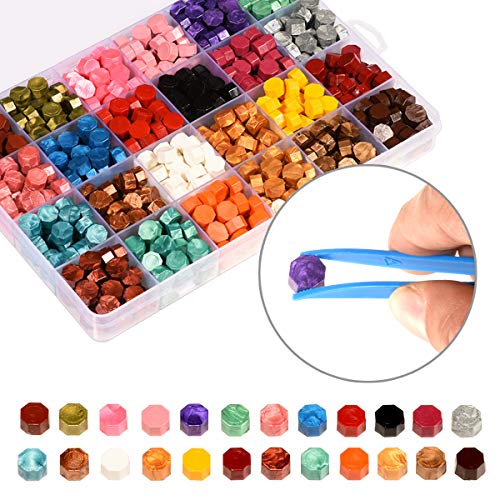 image for Triwol Wax Seal Stamp Set, 672pcs Wax Seal Beads 24 Colors, Wax Seal W