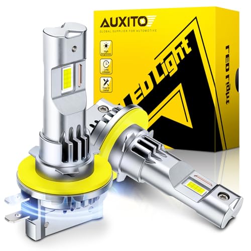 Image of AUXITO H11B LED Bulbs, 1000% Super Brighter 1:1 Mini Size with Cooling Fan, Truly Plug And Play, 60000Hr+ Long Lifespan, Pack of 2