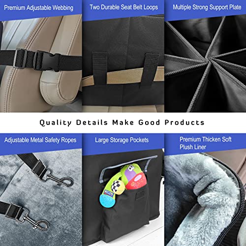 INFANZIA Dog Car Booster Seat, Elevated Pet Car Seats for Medium or 2 Small Dogs with Storage Pockets, Washable Lookout Puppy Travel Car Seat with Safety Leash for Front Back Seats - Image 5