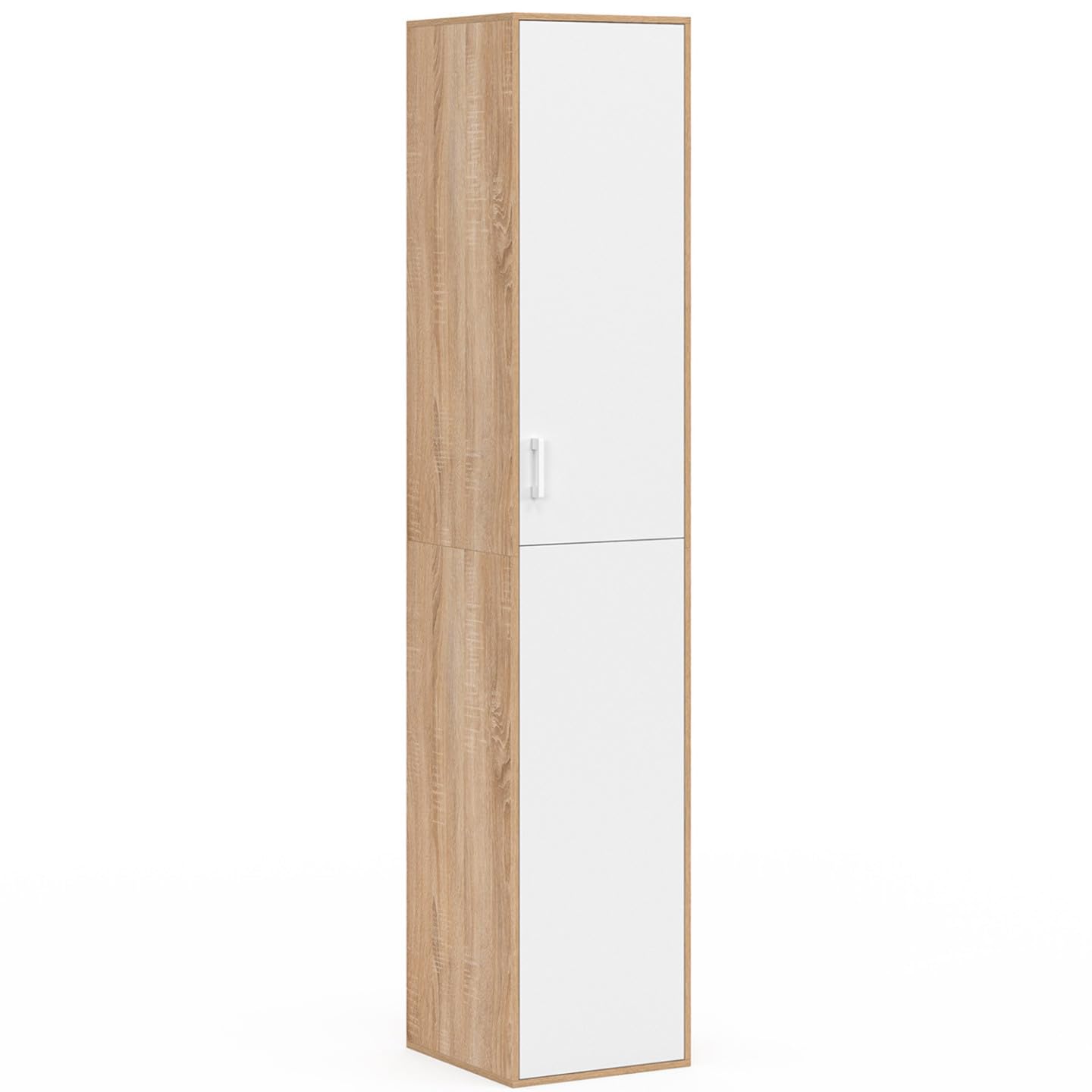 IDMarket - Büroschrank 180 cm multifunktional Sylvia weiß und Holz 1 Tür 3 Regale