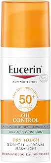 Eucerin Oil Control Sun Gel-Cream Dry Touch SPF 50+ 50ml, Unscented Sun Protection Gel for Sensitive, Oily and Acne-Prone Skin, Fast-Absorbing Sunscreen with UV Filter