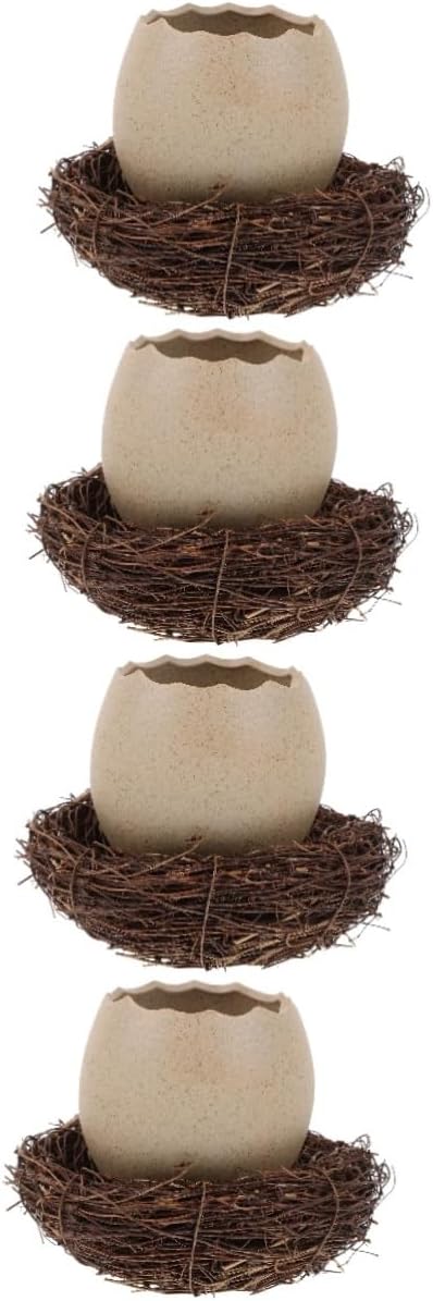 PRETYZOOM 4sets Eggshell Shaped Dessert Bowls Creative Bird's Nest Food Holders for Noodles and Treats for Parties Birthdays and Easter Celebrations Handmade Unique Design