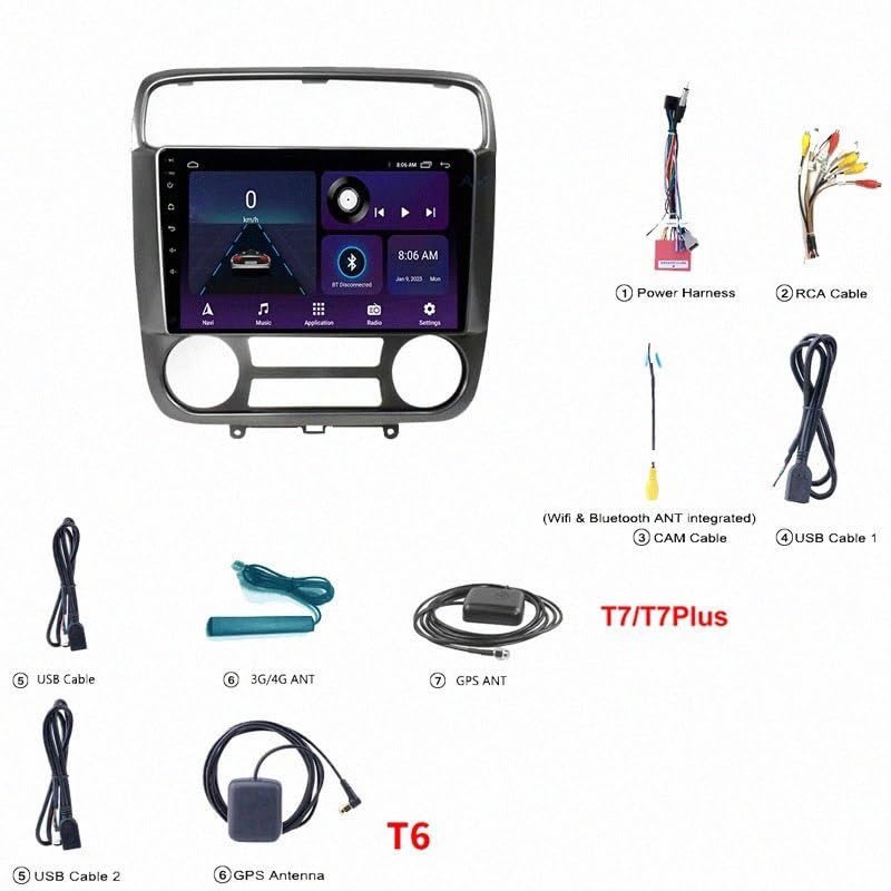 GPS pour camping Honda Stream 2001-2005 autoradio Android 8 cœurs 4G - 7