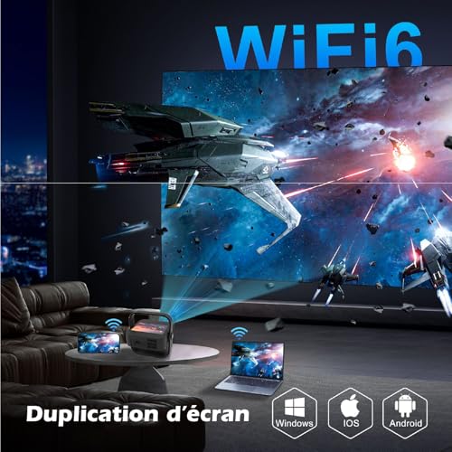 Beamer Ultra HD 4K Android 9 mit 17,8 cm (7 Zoll) KYF Touchscreen, 4K, 6000 Lumen, WLAN 6, Bluetooth 5.1, Autofokus
