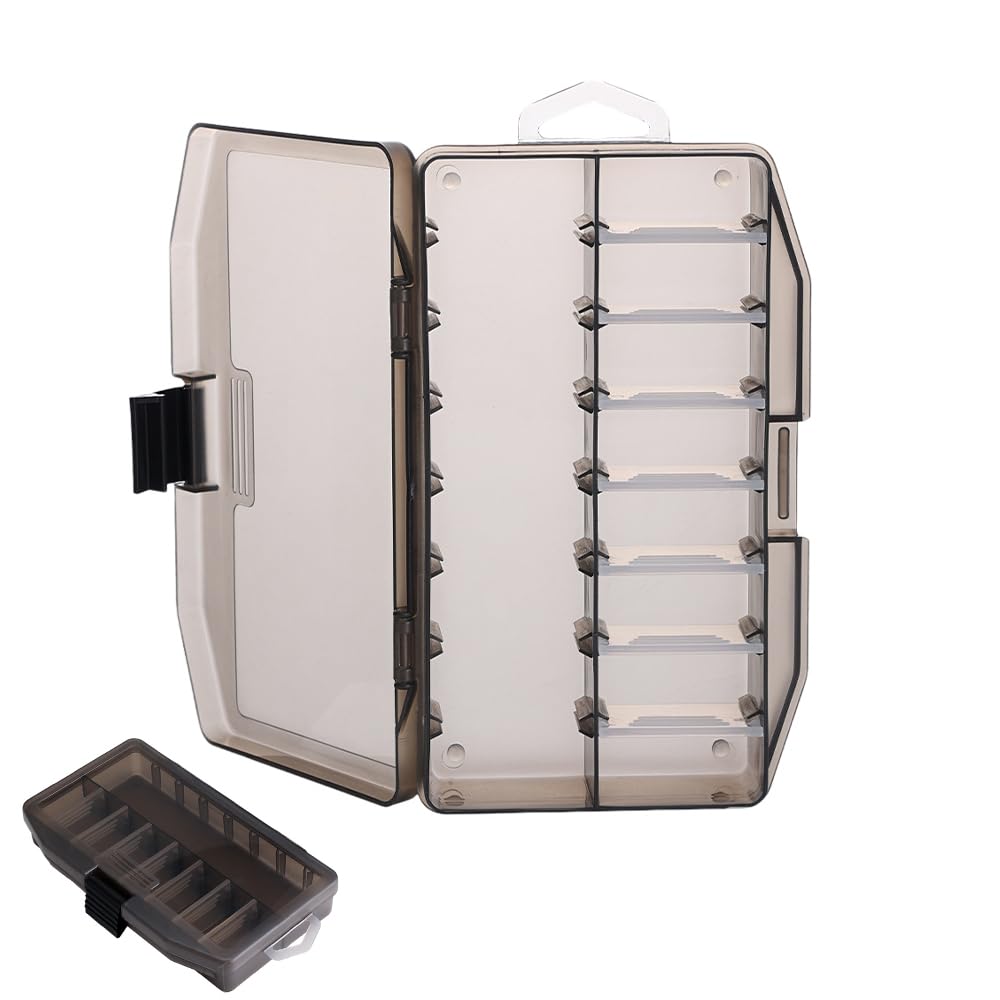 ZGIOPGEIN Fishing Tackle Box with 7 Adjustable Dividers, Portable Bait Box for Storing Fishing Lure, Bait, Accessories (Grey)