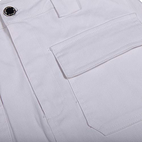 Women's Midi Knee Length Workout Cotton Pencil Skirts with Front Pockets and Slit4