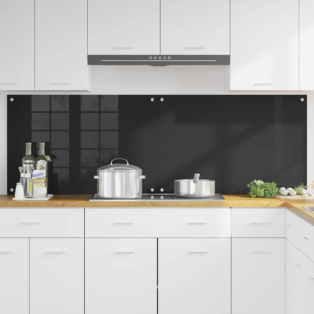 Salpicadero de Cocina 2 pcs Negro 90 x 60 cm Vidrio Templado Protector contra Salpicaduras Protección Herramientas Accesorios Ideal para la protección de Las Paredes de la Cocina