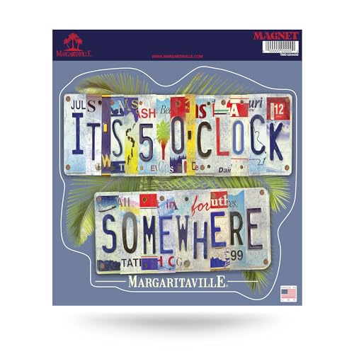 Rico Industries Margaritaville 5 O'Clock License Plate 8" Round Magnet