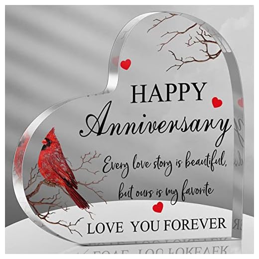 Yulejo Anniversary Cardinal Acrylic Gift for Couple Women,Delicate Style