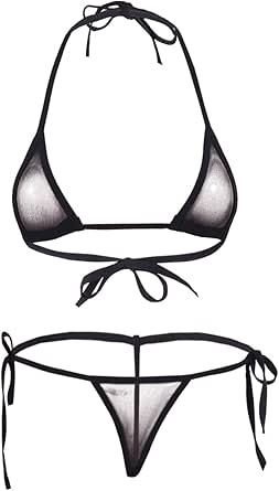 Amazon.com: ranrann Women's Mesh See Through Bikini Set Halter Tank