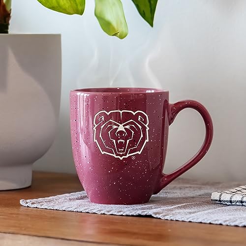 Image of Rico Industries NCAA Missouri State Bears Maroon Personalized 16 oz Team Color Laser Engraved Speckled Ceramic Coffee Mug