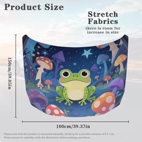 Image of Cartoon Frog Mushroom Car Hood Protector, Adorable Cute Frog Can be Washed Automotive Exterior Accessories for Car Hood Decoration and Protection(3X5FT) Mushroom Forest
