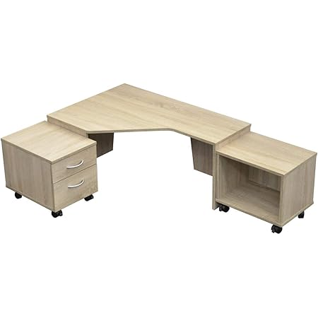 Amazon Co Jp パソコンデスク 3点セット コーナーデスク L字型 コーナー ローデスク 木製 オーク Pd012n Oak 文房具 オフィス用品