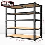 Garage Racks for Storage，5-Tier Adjustable Garage Shelving Storage Shelves,2400LBS Capacity Heavy Duty Shelving for Carport Warehouse Basement,72" H x40 W x20 D - Image 3