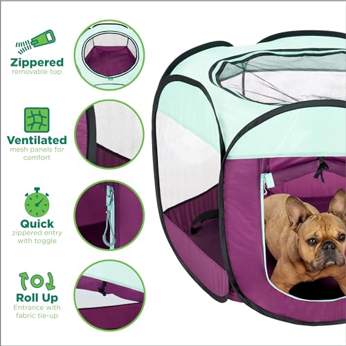Image of Furhaven Portable Pet Playpen for Dogs & Cats, Extra Large Indoor Kitten Playpen with Mesh Sides, Foldable Dog Playpen for Small Dogs, Pop Up Travel Dog Pen, X-Large, Pet Crate with Mesh Sides, Navy