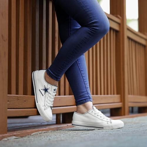 Image of FOCO NFL Womens NFL Ladies Fashion Team Big Logo Low Top White Canvas Sneakers Shoes
