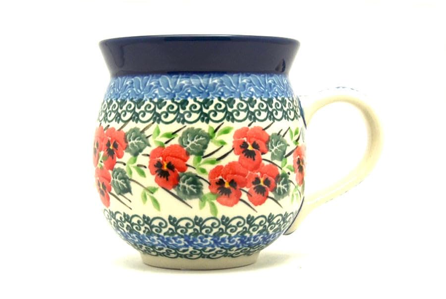 Taza de cerámica Polish Pottery 11 oz Bubble Rojo miniatura 1