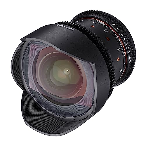 Samyang F1312601101   Objetivo para vídeo VDSLR para Canon EF (Distancia Focal Fija 14mm, Apertura T3.1 22 ED AS IF UMC II), Negro