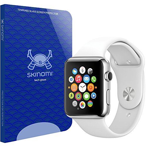 Skinomi Tech Glass Screen Protector Compatible with Apple Watch 38mm 9H Hardness Clear HD Ballistic Tempered Glass Shield