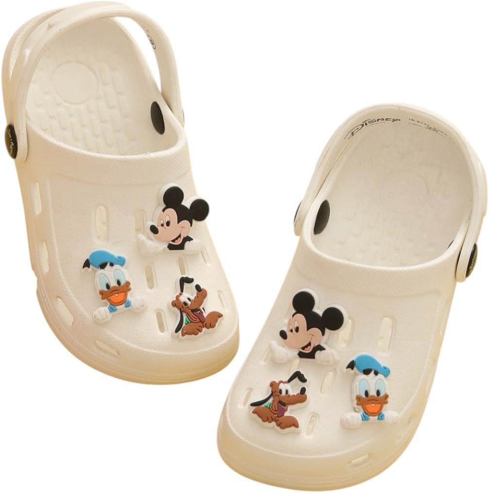 Disney Clogs with Mickey Mouse, Donald Duck & Pluto Charms for Boys, White