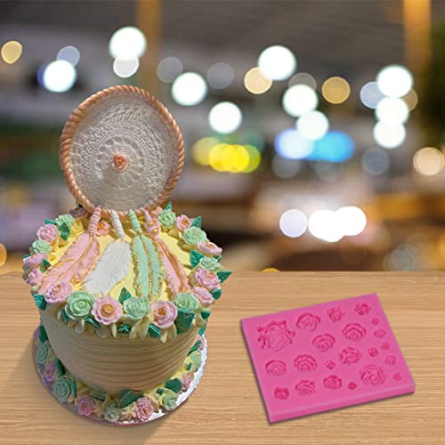 Sienon 33 Cavity Rose Flowers And Leaves Fondant Candy Silicone Molds For Sugarcraft, Cupcake Toppers, Soap, Polymer Clay,Crafting Projects，Wedding And Birthday Cake Decoration #TOP1