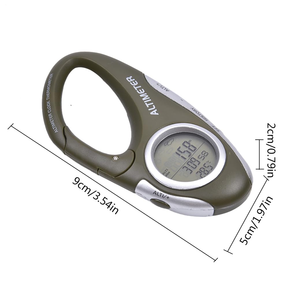 Altimetro Digitale Multifunzionale, Strumento da Trekking con Calendario, misuratore di altitudine Compatto con moschettone di Fissaggio, per Esterni per arrampicatori, Trekking, e